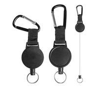 Jojo Lanyard, 2 pièces, câble en acier de 65 cm, clé pour carte d'identité, billet, puce de porte, forfait de ski, clés, trousseau de clés, porte-clés avec mousqueton pour pantalon, sac à dos, veste