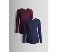 Jojo Maman Bébé JoJo Maman Bébé 2-Pack Ribbed Maternity & Nursing Top rouge L (FR 46-48)