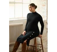 Jojo Maman Bébé JoJo Maman Bébé Black Button Detail Knitted Rib Maternity Midi Dress Black Medium