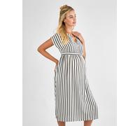 Jojo Maman Bébé JoJo Maman Bébé Black Cream Stripe Button Front Maternity Midi Dress Black Cream Stripe M (EU 40-42)
