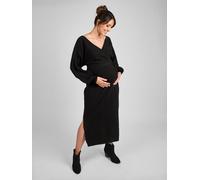 Jojo Maman Bébé JoJo Maman Bébé Black Knitted Blouson Sleeve V-Neck Maternity Dress Black Large