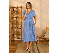 Jojo Maman Bébé JoJo Maman Bébé Blue Button Front Maternity Midi Dress Blue Medium