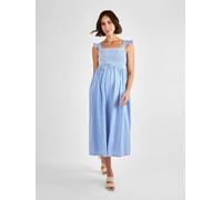 Jojo Maman Bébé JoJo Maman Bébé Blue Gingham Shirred Maternity Midi Dress Blue Large