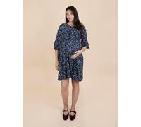 Jojo Maman Bébé JoJo Maman Bébé Blue Mid Puff Sleeve Printed Jersey Nursing Midi Dress Blue S (EU 36-38)