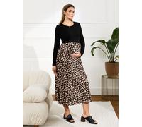 Jojo Maman Bébé JoJo Maman Bébé Brown Print Maternity Midi Skirt Brown S (EU 36-38)