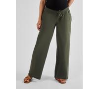 Jojo Maman Bébé JoJo Maman Bébé Khaki Green Linen Blend Drawstring Waist Wide Leg Maternity Trousers