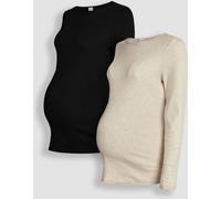 Jojo Maman Bébé JoJo Maman Bébé Oatmeal Cream & Black 2-Pack Ribbed Maternity Top