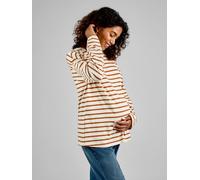 Jojo Maman Bébé JoJo Maman Bébé Oatmeal & Toffee Stripe Long Sleeve Boyfriend Maternity T-Shirt
