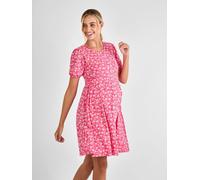 Jojo Maman Bébé JoJo Maman Bébé Pink Mid Puff Sleeve Printed Jersey Nursing Midi Dress Pink M (EU 40-42)