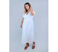 Jojo Maman Bébé JoJo Maman Bébé Pure White Puff Sleeve Broderie V Neck Wrap Midi Dress Pure White L (EU 44-46)