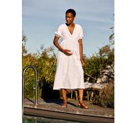 Jojo Maman Bébé JoJo Maman Bébé Robe Mi-longue Broderie Manche bouffante Col en V Blanc S (EU 36-38)