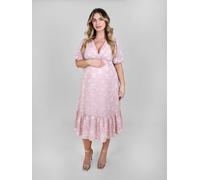 Jojo Maman Bébé JoJo Maman Bébé Rose Pink Floral Jacquard Wrap Tie Waist Maternity Midi Dress Rose Pink EU 40 (UK 12)