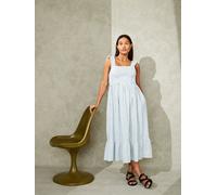 Jojo Maman Bébé JoJo Maman Bébé Sage Green Stripe Sleeveless Shirred Tiered Hem Midi Dress Sage Green Stripe L (EU 44-46)