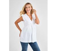 Jojo Maman Bébé JoJo Maman Bébé White Broderie Flutter Sleeve Maternity Top