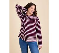 Jojo Maman Bébé JoJo Maman Bébé Wine Stripe Long Sleeve Boyfriend Maternity T-Shirt