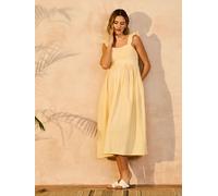 Jojo Maman Bébé JoJo Maman Bébé Yellow Sleeveless Shirred Midi Dress Yellow S (EU 36-38)