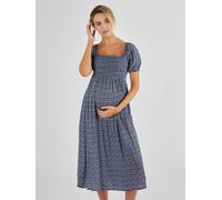 Jojo Maman Bébé Robe mi-longue JoJo Maman bébé Imprimé froncée à petites fleurs Bleu marine imprimé floral S (EU 36-38)