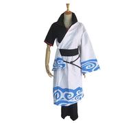 JOJO STYLE Anime Cosplay Costume Gintama Halloween Costumes Sakata Gintoki Mascarade Danse Soirée Y Compris Cape + Veste + Pantalon + Joint De Taille + Ceinture,Blanc,L