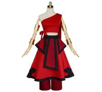 JOJO STYLE Cosplay Vêtements Avatar: The Last Airbender Katara Cosplay Anime Manga Halloween Costumes Christmas Costumes- Haut + Jupe + Pantalon + Accessoires De Bras + Accessoires De Poignet,Rouge,M