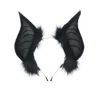 jojobasec Serre-tête avec oreilles de chat chauve-souris et fausse fourrure - Joli déguisement d'Halloween - Costume fait à la main - Oreilles en fourrure - Pour femme, comme sur les photos