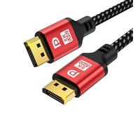 jojobnj Câble displayport 2,1,DP Câble 3m (16K,10K,8K@60Hz, 4K@144Hz, 2K@240Hz, 40 Gbit/s), pour ordinateur portable TV Gaming Monitor (rouge)