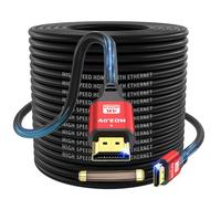 Jojobnj Câble HDMI 2.0 Haute Vitesse 25m, 4K@60Hz 18Gbps, Ultra HD, Ethernet, Audio Return, Vidéo 1080p, 3D, Arc, HDR Compatible avec Xbox, PS5/PS4, HDTV, Ordinateur Portable (Rouge)