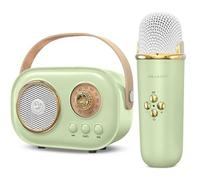 JOJOCUT - Mini Enceinte Portable Bluetooth sans Fil avec Micro Karaoke, Carte SD, Batterie Rechargeable Longue autonomie, Haut Parleur Microphone, idéal Fete Cadeau Fille garçon Enfant Adulte (Vert)