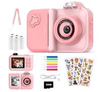 JoJoego Appareil Photo Instantané Enfant, 2.4" Écran 12 MP Appareil Photo Enfant, 1080P HD Double Caméra, Mode Selfie, 32GB Carte, 5 Roll Papier d'impression, Cadeau pour Enfants de 3-12 Ans, Rose