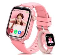 JoJoego Montre Connectée Enfant, 4G Smartwatch Enfant avec GPS et Téléphone, Appel Vidéo, SOS, Mode École, Chat, Réveil, SIM, Podomètre, IP68 Montre Intelligente, Cadeau Garcon/Fille, 4-14 Ans Rose