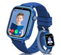 JoJoego Montre Intelligente pour Enfants, Montre Téléphone GPS, Appel Vidéo SOS, Mode École, Chat Vocal, Réveil, SIM IP68 Podomètre étanche, Cadeau pour Enfants