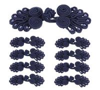 jojofuny 10 paires Boutons Nœuds Traditionnels Chinois Faits Main avec Perles Perles Bleu Marine Fermetures pour Costumes Cheongsam Couture et Bricolage
