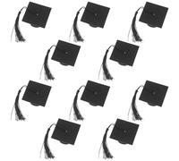 jojofuny 10 Pcs Bouchons de Bouteille de Vin avec Petits Chapeaux de Graduation pour Décoration de Fête de Diplôme en Tissu Non Tissé