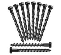 jojofuny 10 Pièces En Acier Inoxydable Tête Hexagonale Tire-Fonds Noir Tire-Fond Vis Tire-Fond Vis À Bois À Tête Hexagonale 8 x 90cm