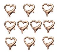 jojofuny 10 pièces Lot de Mousquetons Métalliques Dorés Forme de Cœur Accessoires DIY pour Sacs Valises et Porte Clés Alliage de Zinc et