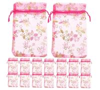 jojofuny 100 Pièces Sacs Organza Serrage pour Sacs Décoratifs pour Bonbons Cookies Favors de Mariage Design Maille