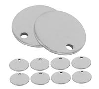 jojofuny 100pièces Étiquettes Vierges Métal à Estamper Rondes de Acier Inoxydable pour Loisirs Créatifs et Projets de Gravure DIY