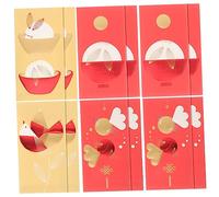 jojofuny 12 pièces Year Of The Rabbit Paper Envelopes For Spring Festival Party Traditional Lucky Money Packets With Cute And Designs