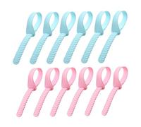 jojofuny 12pièces Poignée De Couvercle De Toilette Silicone Portable Accessoire De Rehausseur Wc Pratique Pour Maison Couleurs Assorties Rose Et Bleu