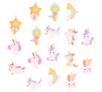 jojofuny 17 pièces Resin Unicorn Pendant Charms Rainbow Decoration DIY Materials For Keychains And Accessories