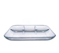 jojofuny 1pièce Plat à Repas Verre Trempé Transparent Résistant Chaleur Plat Divisé pour Micro-ondes Lave-vaisselle et Four pour Salade Fruits Repas Rapides