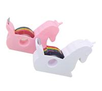 jojofuny 2 Distributeurs de Ruban Adhésif Licorne Kawaii Petits Coupe-ruban de Table Ruban Adhésif Intégré, Support de Bureau Coloré Arc-en-ciel, Fournitures Scolaires et Couleur Aléatoire