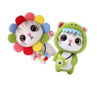 jojofuny 2 ensembles Kit Feutrage Aiguille Chat Débutant Punch Needle pour Adultes Kit Feutrage Laine DIY Manuel avec Fournitures Complètes