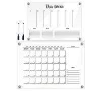 jojofuny 2 Ensembles Tableau Mémo Transparent Acrylique Effaçable Lot de Tableau de Planification Semaine pour Étudiants et Événements Pratique pour Bureau Cuisine et Fêtes