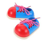 jojofuny 2 pièces Bois pour Apprendre à Lacer Chaussures Développement Motricité Fine et Coordination Œil Main pour Tout Petits Kit Éducatif Montessori Entraînement Au Laçage