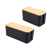jojofuny 2 pièces Boîte de Gestion Câbles Imitation Rangement Câble Multiple pour Prises et Chargeurs Organiseur Robuste Noir Petit et Moyen pour Bureau et Espace de Travail