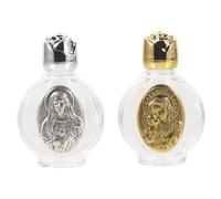 jojofuny 2 pièces Bouteille Eau Bénite Verre Gravé Petit Récipient Rechargeable pour Bénédictions Cadeau Religieux Élégant pour Baptême et Communion