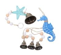jojofuny 2 Pièces Carillons à Vent Méditerranéens Bois avec Étoile de Mer et Poisson Cheval Décoration Suspendue pour Extérieur Ambiance Apaisante pour Salon Balcon et Salle de Bain Thème