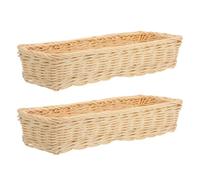 jojofuny 2 Pièces Panier en Osier Blanc Rangement de Couverts et Ustensiles Cuisine, Panier Long et Étroit Multifonctionnel en Pe pour Tiroir Cuisine ou Salle de Bain