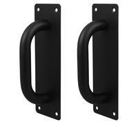 jojofuny 2 Pièces Poignée de Porte à Pousser et Tirer en Acier Inoxydable Noir, Design Minimaliste, Prise Ergonomique, Trous Espacés 45mm et 180mm, Adaptée aux Établissements Hôteliers