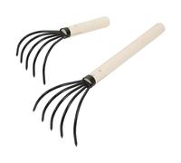 jojofuny 2 pièces Râteau à Fruits de Mer Acier Haut avec Manche Bois Antidérapant pour Creuser Palourdes et Coquillages Plage Piscine Fête